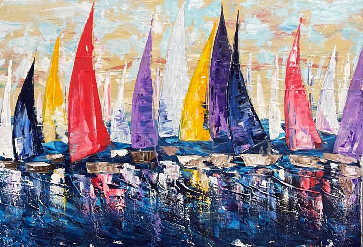 Painting titled "Sailing" by Olya Jonas, Original Artwork, Acrylic