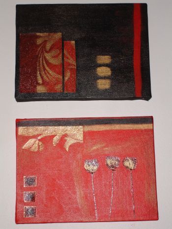 Peinture intitulée "EN ROUGE ET NOIR" par B.A Mosaique, Œuvre d'art originale,