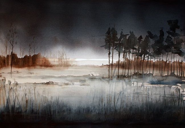 Painting titled "The misty forest" by Jonas Pettersson, Original Artwork
