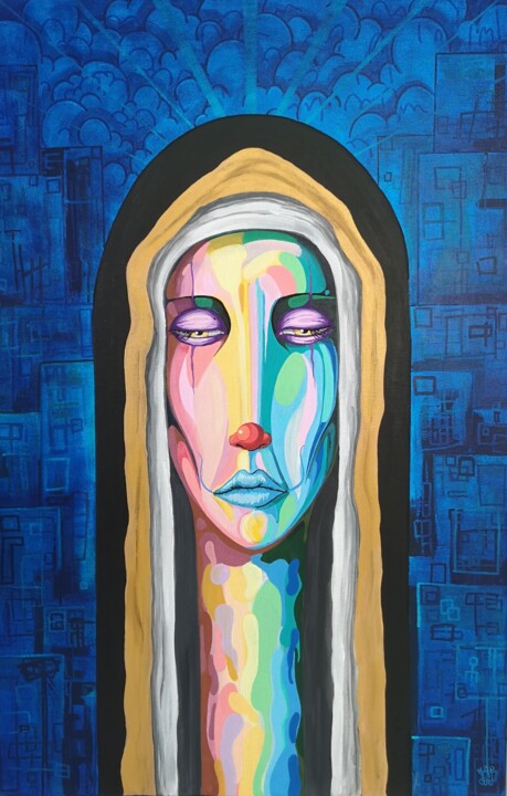 Картина под названием "La nonne" - Jonathan Da Silva, Подлинное произведение искусства, Акрил