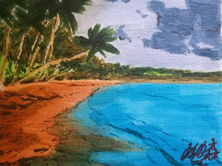 Dessin intitulée "Plage de Martinique" par John, Œuvre d'art originale, Marqueur