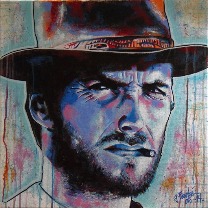 Painting titled "Clint Eastwood" by Jonathan Fustin, Original Artwork, Acrylic