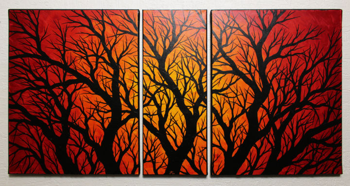 Painting titled "Triptyque silhouett…" by Jonathan Pradillon, Original Artwork, Acrylic