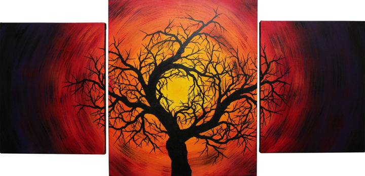 제목이 "Silhouette d'arbre…"인 미술작품 Jonathan Pradillon로, 원작, 아크릴 나무 들것 프레임에 장착됨