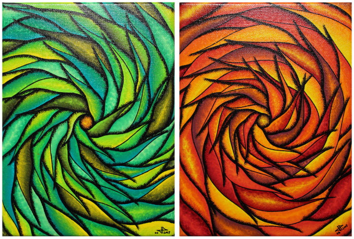 Painting titled "Spirales colorées s…" by Jonathan Pradillon, Original Artwork, Acrylic Mounted on Wood Stretcher frame