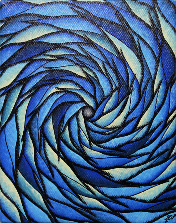 Peinture intitulée "Spirale bleutée" par Jonathan Pradillon, Œuvre d'art originale, Acrylique Monté sur Châssis en bois
