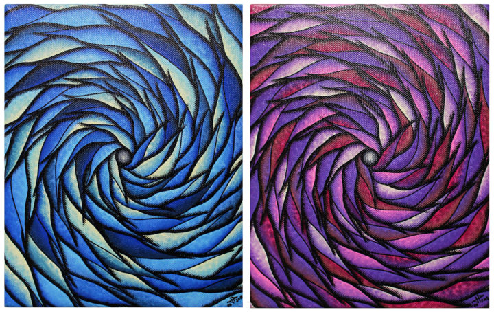 Pintura intitulada "Spirales colorées s…" por Jonathan Pradillon, Obras de arte originais, Acrílico Montado em Armação em ma…