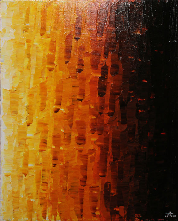 Painting titled "Fondu orangé" by Jonathan Pradillon, Original Artwork, Acrylic Mounted on Wood Stretcher frame