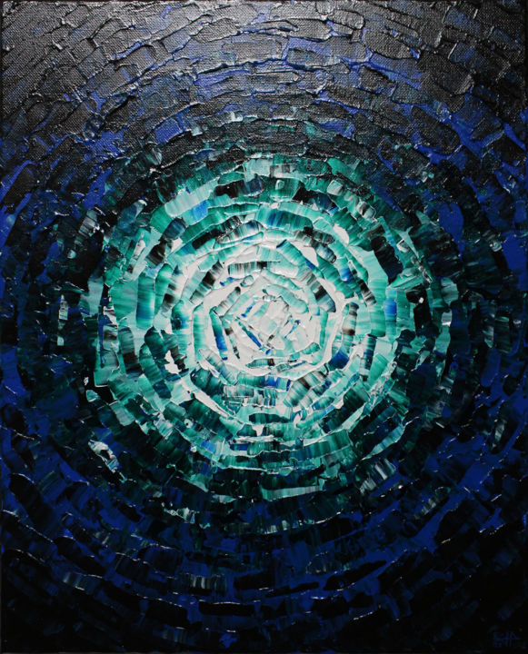 Pintura intitulada "Éclat de lueur bleu…" por Jonathan Pradillon, Obras de arte originais, Acrílico Montado em Armação em ma…