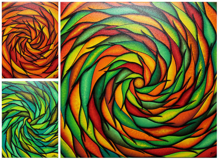 Painting titled "Spirales colorées s…" by Jonathan Pradillon, Original Artwork, Acrylic Mounted on Wood Stretcher frame