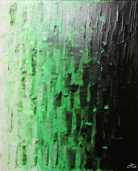 Painting titled "Fondu vert." by Jonathan Pradillon, Original Artwork, Acrylic Mounted on Wood Stretcher frame