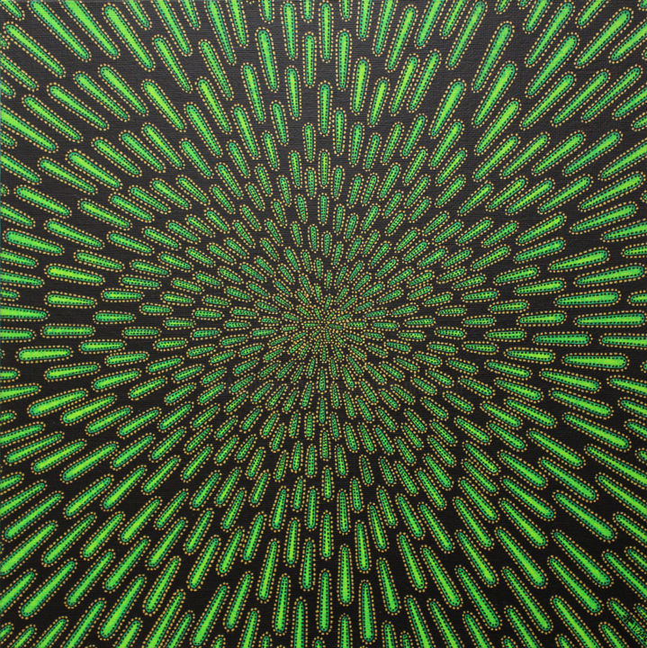 Painting titled "Particule verte." by Jonathan Pradillon, Original Artwork, Acrylic Mounted on Cardboard