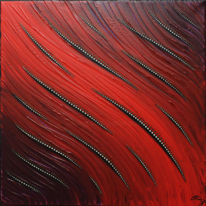 Pintura intitulada "Fluidité rouge" por Jonathan Pradillon, Obras de arte originais, Acrílico