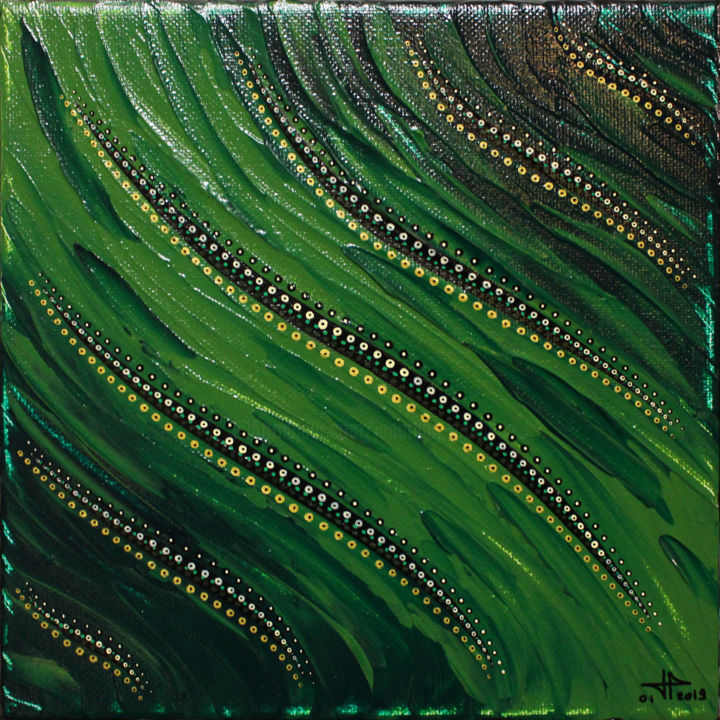 Painting titled "Fluide vert." by Jonathan Pradillon, Original Artwork, Acrylic Mounted on Wood Stretcher frame