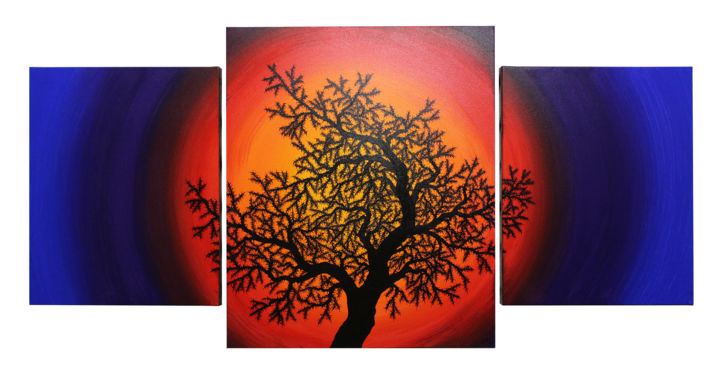 Painting titled "Silhouette d’arbre…" by Jonathan Pradillon, Original Artwork, Acrylic Mounted on Wood Stretcher frame