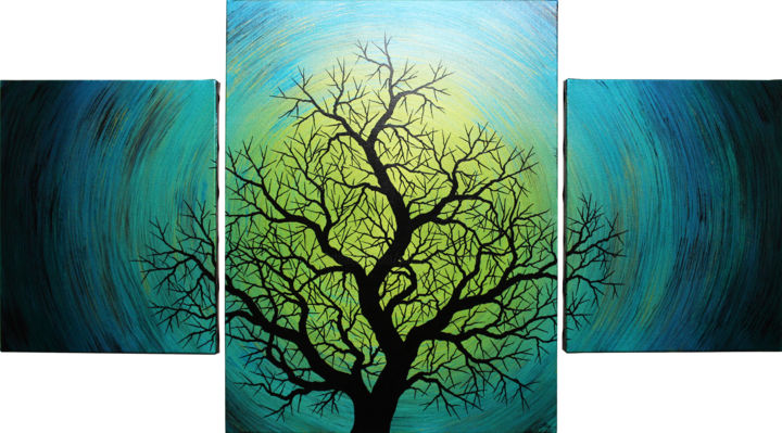 Pintura titulada "Arbre d'aurore boré…" por Jonathan Pradillon, Obra de arte original, Acrílico Montado en Bastidor de camil…