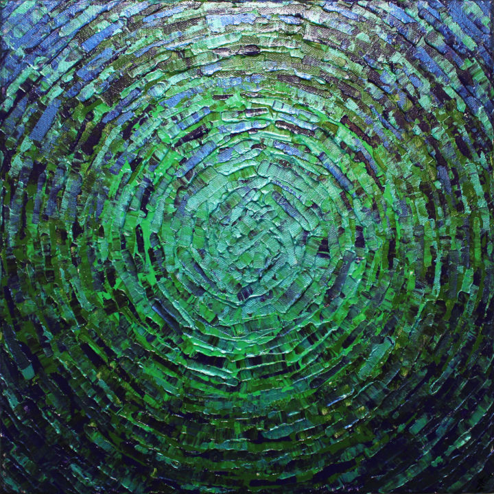 Painting titled "Éclat de lueur vert…" by Jonathan Pradillon, Original Artwork, Acrylic Mounted on Wood Stretcher frame