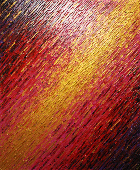 Painting titled "Texture couteau dor…" by Jonathan Pradillon, Original Artwork, Acrylic Mounted on Wood Stretcher frame