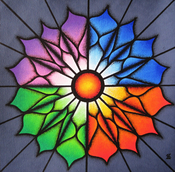 Peinture intitulée "Fleur Colorée." par Jonathan Pradillon, Œuvre d'art originale, Acrylique Monté sur Châssis en bois