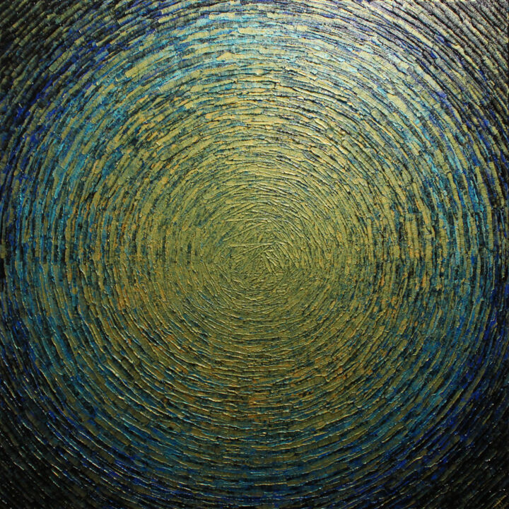 Картина под названием "Éclat or bleu" - Jonathan Pradillon, Подлинное произведение искусства, Акрил Установлен на Деревянная…