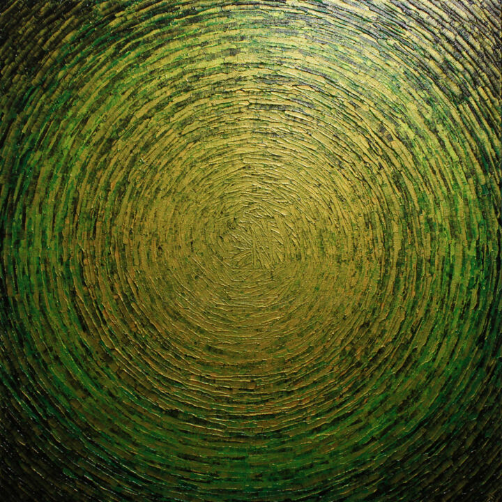 Peinture intitulée "Éclat or verdoyant" par Jonathan Pradillon, Œuvre d'art originale, Acrylique Monté sur Châssis en bois