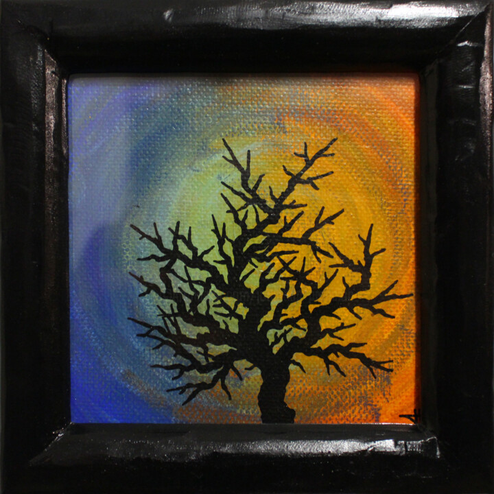 Peinture intitulée "Silhouette d’arbre…" par Jonathan Pradillon, Œuvre d'art originale, Acrylique Monté sur Châssis en bois