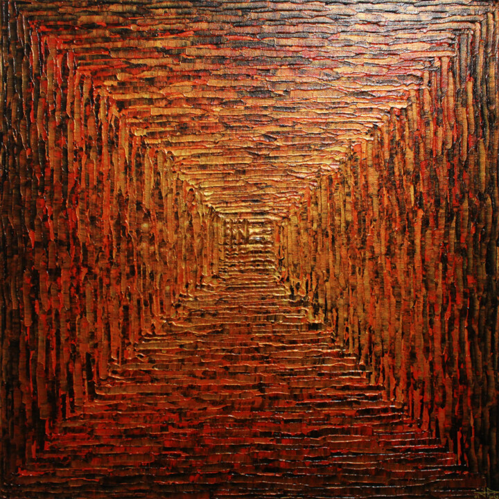 Malarstwo zatytułowany „Dégradé carré or ro…” autorstwa Jonathan Pradillon, Oryginalna praca, Akryl Zamontowany na Drewniana…
