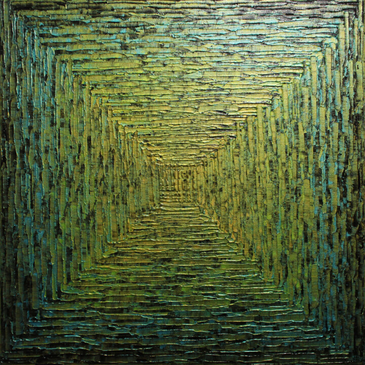 绘画 标题为“Dégradé carré vert…” 由Jonathan Pradillon, 原创艺术品, 丙烯 安装在木质担架架上