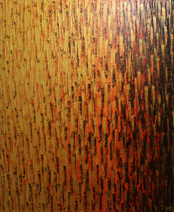 Malerei mit dem Titel "Fondu couleur flamb…" von Jonathan Pradillon, Original-Kunstwerk, Acryl Auf Keilrahmen aus Holz monti…