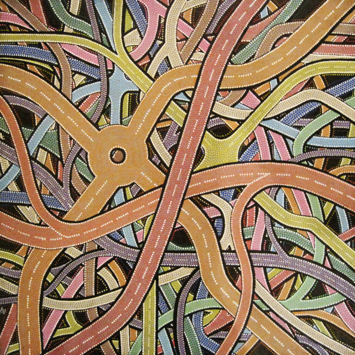 「Autoroute」というタイトルの絵画 Jonathan Pradillonによって, オリジナルのアートワーク, アクリル