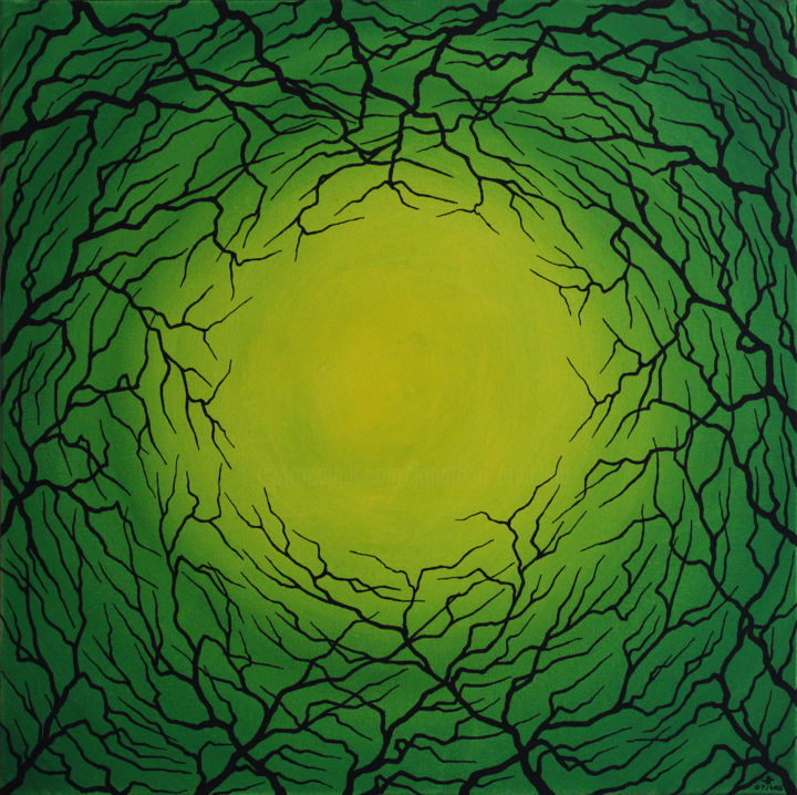 Painting titled "Focalisation verte" by Jonathan Pradillon, Original Artwork, Acrylic