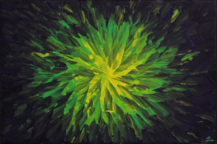 Painting titled "Luminosité verte" by Jonathan Pradillon, Original Artwork, Acrylic Mounted on Wood Stretcher frame