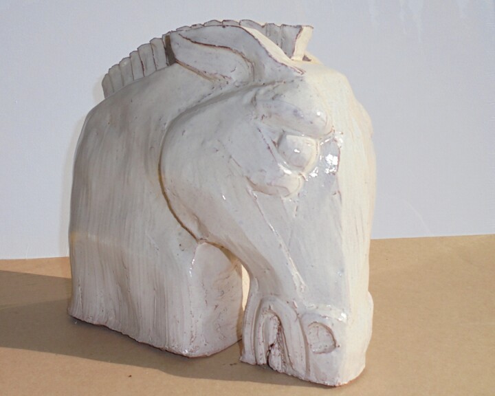 Sculpture titled "WARHORSE I" by Jonathan Wain, Original Artwork, Ceramics