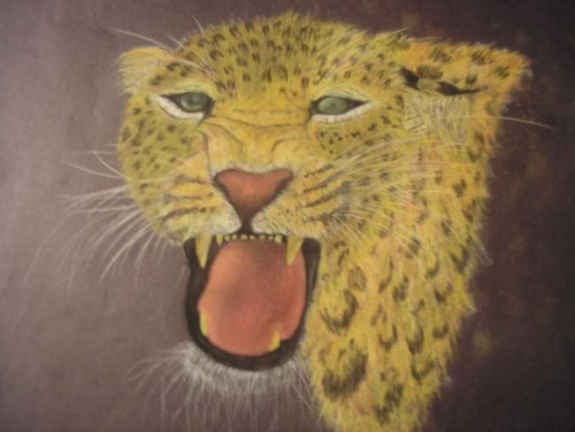 Painting titled "Leopard Roar" by Jonathan Samukange, Original Artwork