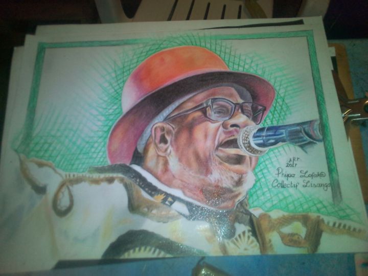 Painting titled "Hommage a papa wemba" by Jonathan Zulu, Original Art,