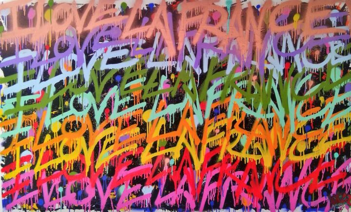 Peinture intitulée "I LOVE LA FRANCE" par Jonger, Œuvre d'art originale, Bombe aérosol