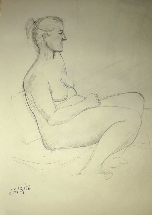 Drawing titled "Life drawing5" by Jon Phillipson Brown, Original Artwork, Pencil