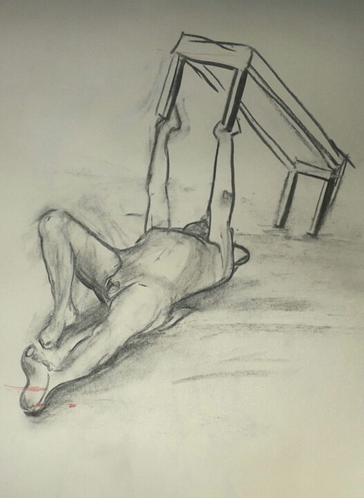 Drawing titled "Life drawing 10" by Jon Phillipson Brown, Original Artwork, Charcoal