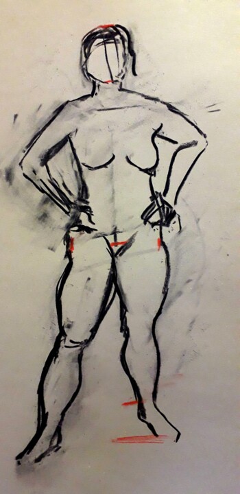 Drawing titled "Life drawing 11" by Jon Phillipson Brown, Original Artwork, Charcoal