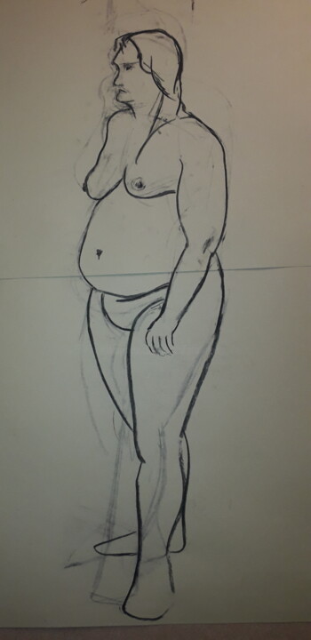 Drawing titled "Life drawing 25" by Jon Phillipson Brown, Original Artwork, Charcoal