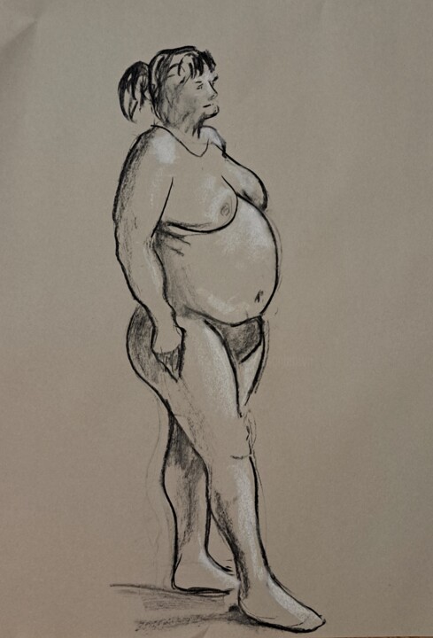 Drawing titled "Life Drawing 38" by Jon Phillipson Brown, Original Artwork, Charcoal