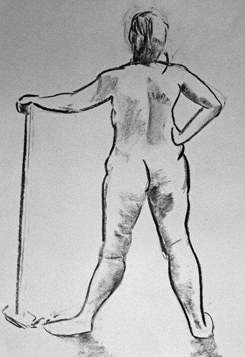 Drawing titled "Life Drawing 46" by Jon Phillipson Brown, Original Artwork, Charcoal