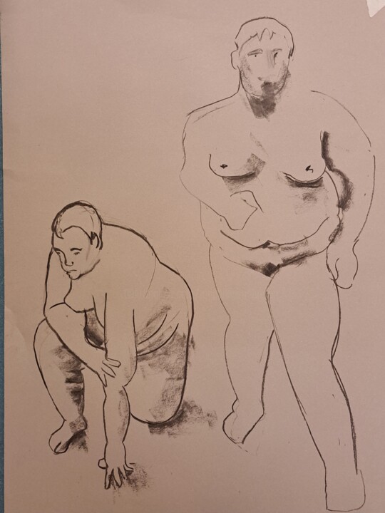 Drawing titled "Life Drawing 49" by Jon Phillipson Brown, Original Artwork, Charcoal