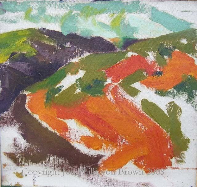 Pintura titulada "Windy Hillside" por Jon Phillipson Brown, Obra de arte original, Oleo