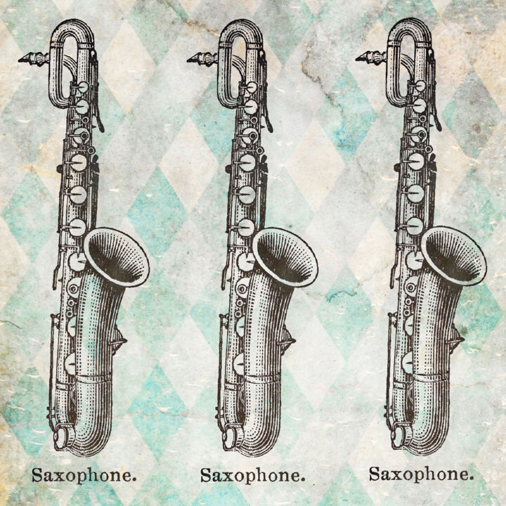 Digitale Kunst mit dem Titel "Three Saxophones" von Jon Woodhams, Original-Kunstwerk, 2D digitale Arbeit