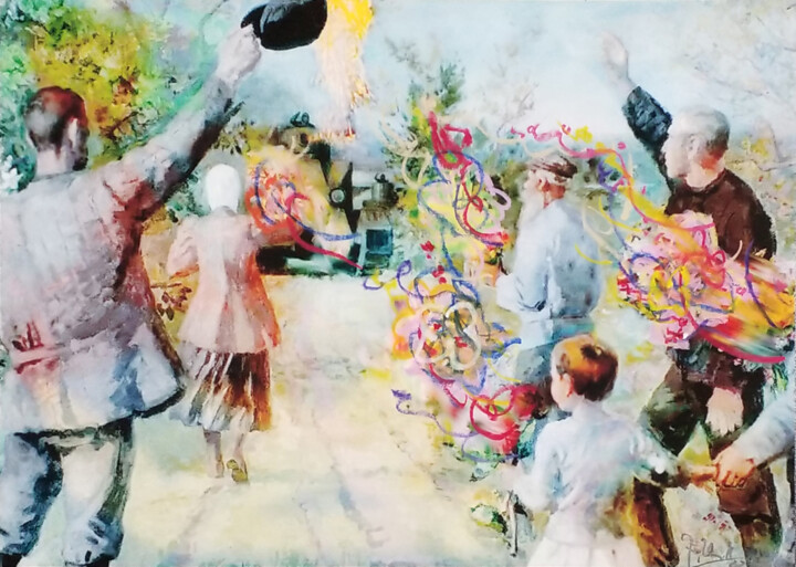Pittura intitolato "ukrainische Bauern…" da Jörg Herold, Opera d'arte originale, Fotografia manipolata