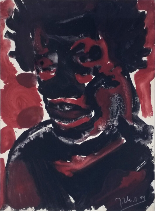 Drawing titled "skeptischer Galerist" by Jörg Herold, Original Artwork, Gouache