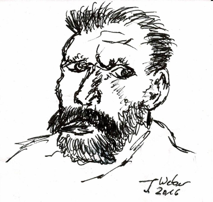 Disegno intitolato "Van Gogh Kuli Vince…" da Jörg Weber, Opera d'arte originale, Biro