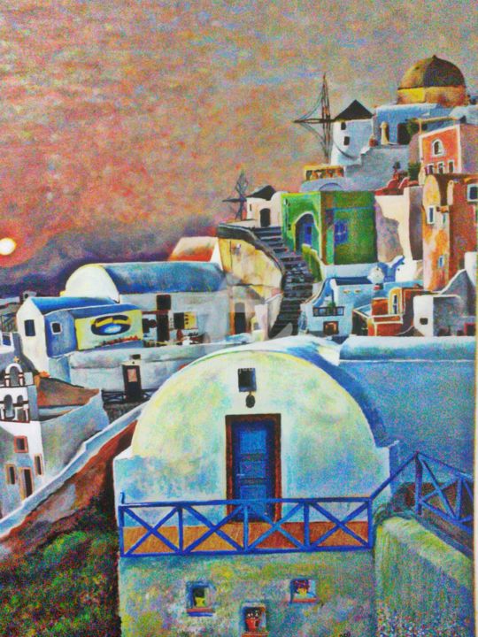 Painting titled "Grecia en color" by Joracote, Original Artwork, Acrylic