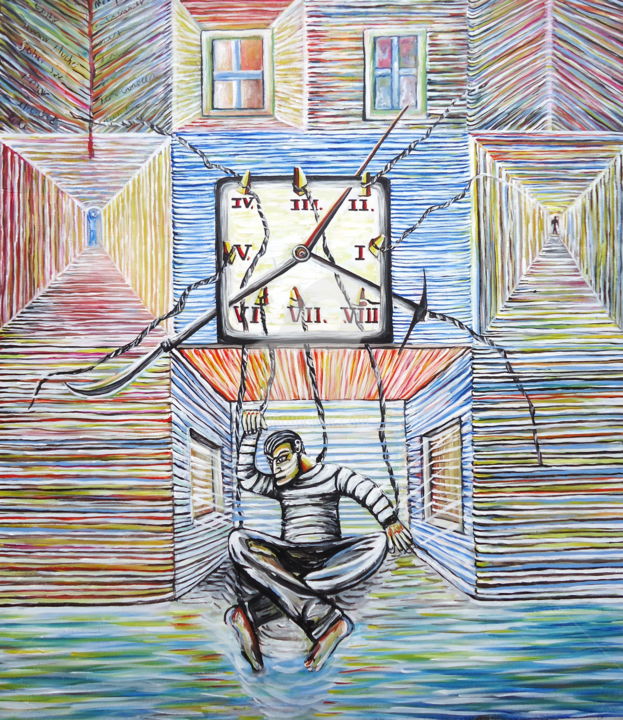 Peinture intitulée "Tiempo" par Joracote, Œuvre d'art originale, Acrylique